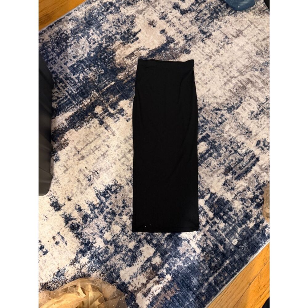 Black Bead Black Maxi Pencil Skirt